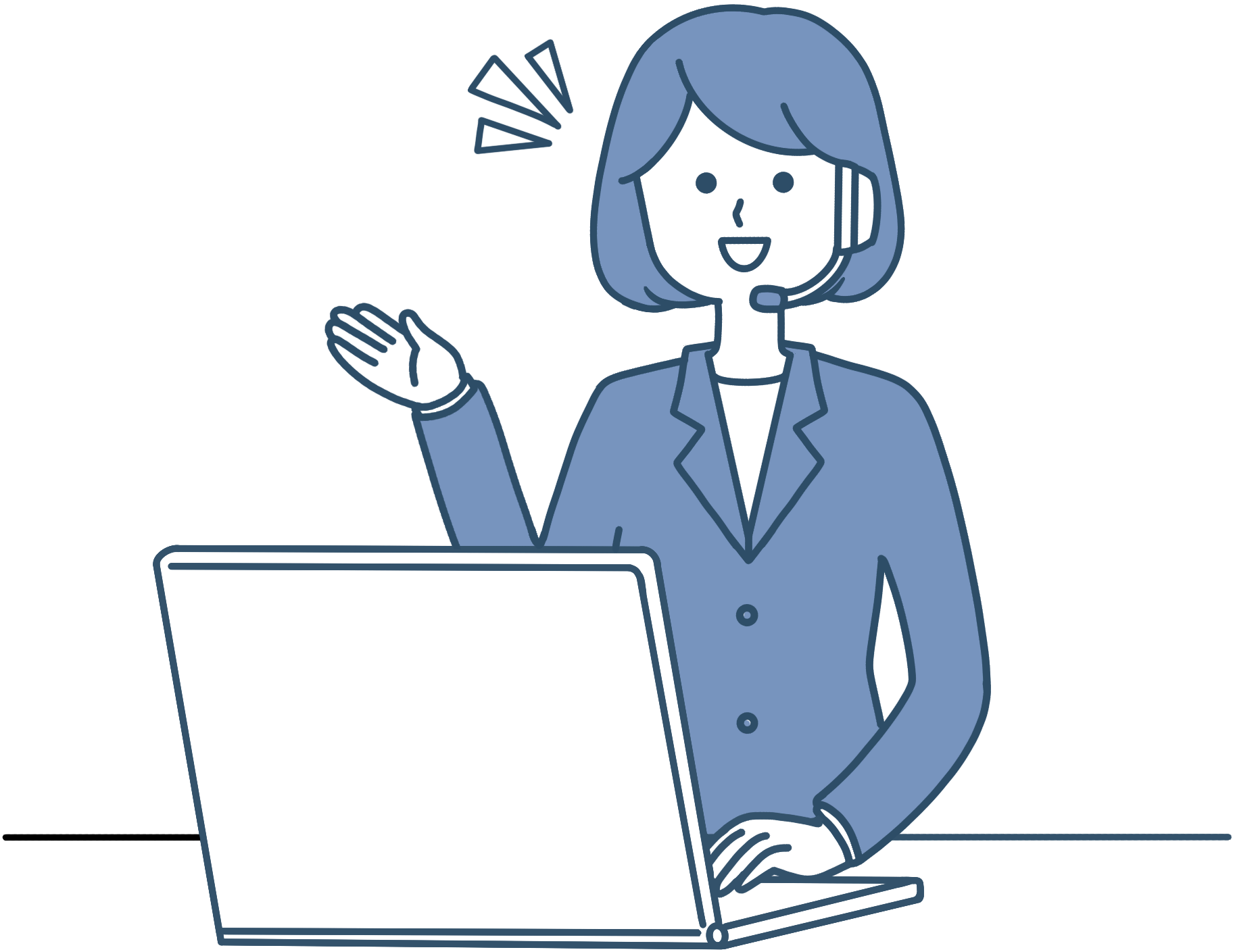 お問い合わせの案内をする女性のイラスト
